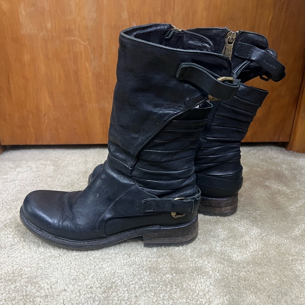 A.S.98 Black Vintage Moto Boots EU38 US8